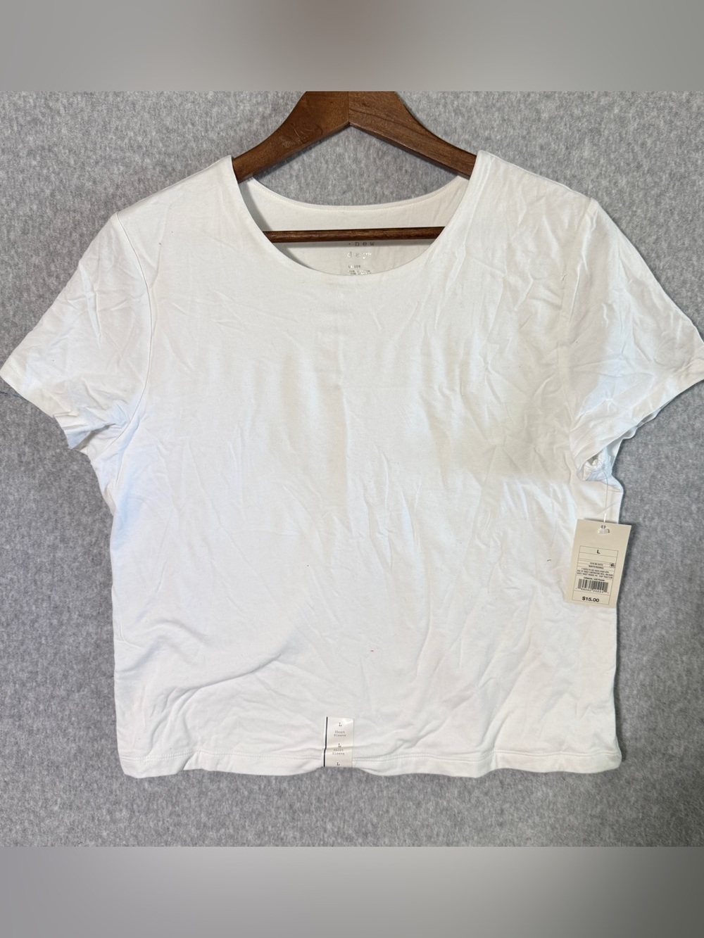 a new day White Short Sleeve double layer Crew Tee large